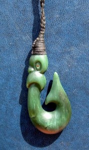 Dave's latest piece - pounamu with carnelian eyes Pounamu Carving
